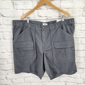 Croft Barrow Cargo Shorts Side Elastic Men Size 48 Classic Outdoor Gray Travel